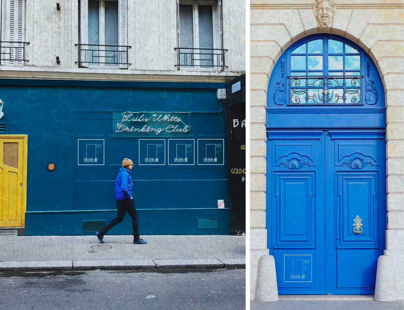 Murs bleus avec mannequin