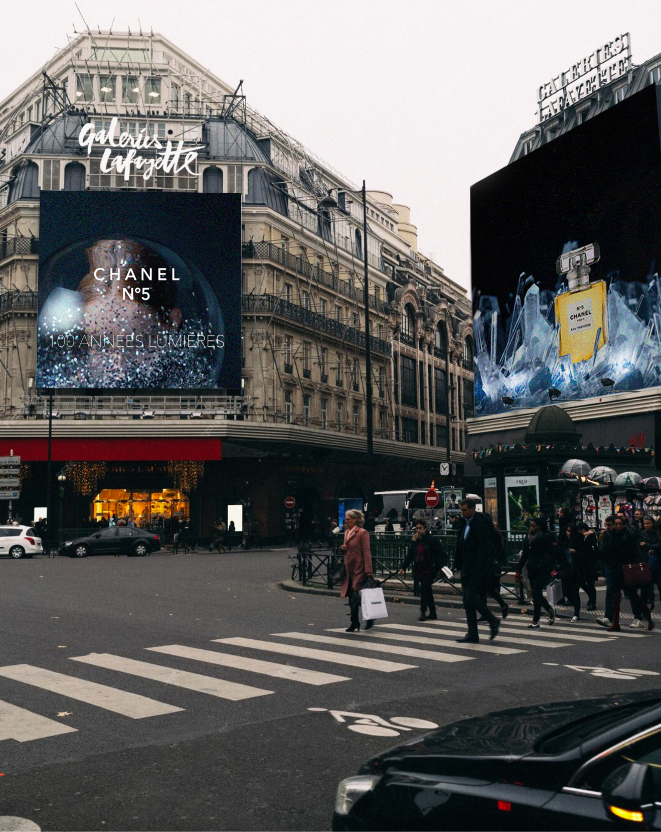 Mise en situation avec affiche publicitaire dans Paris