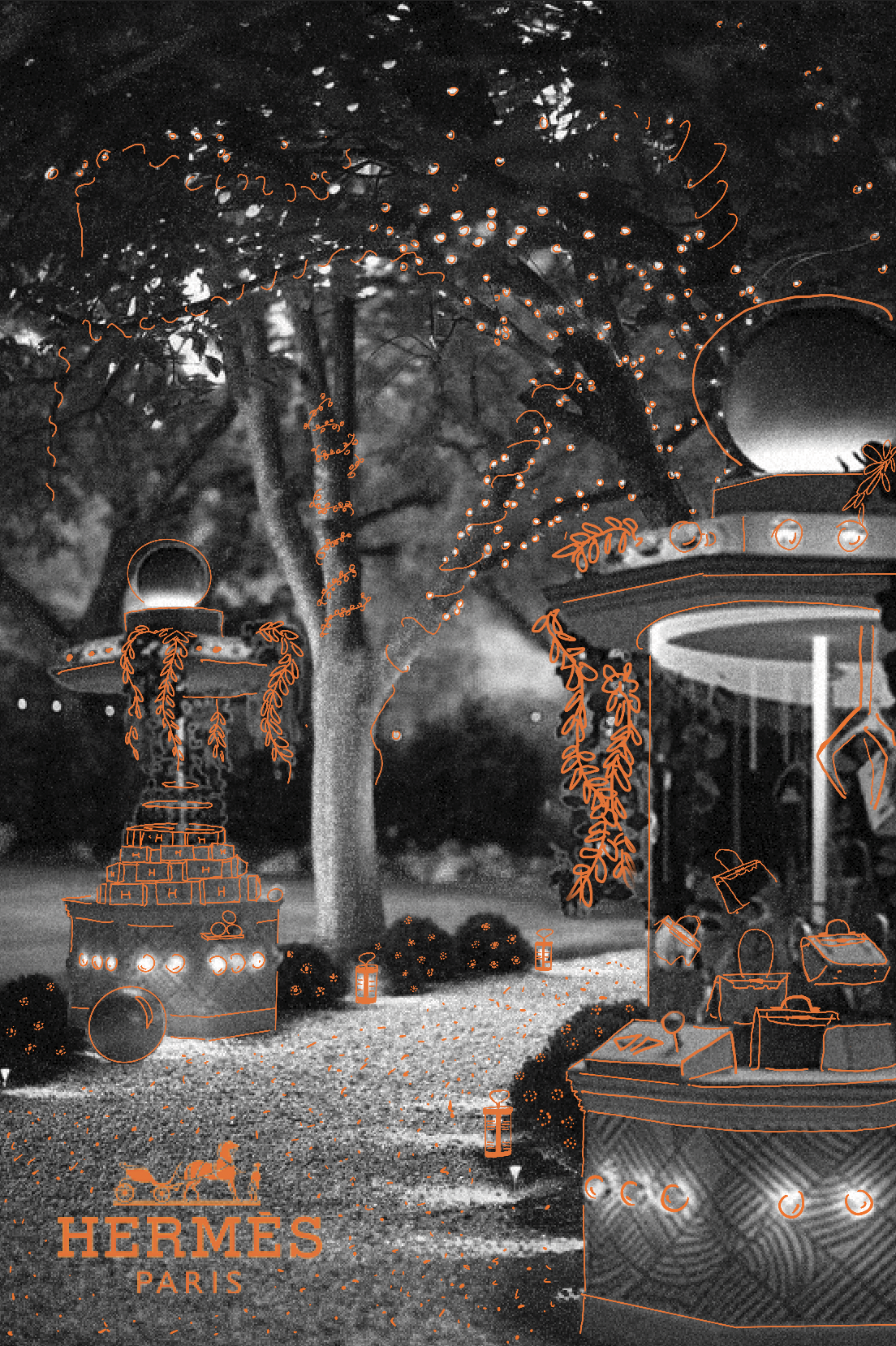 Dessin sur une photo des stands