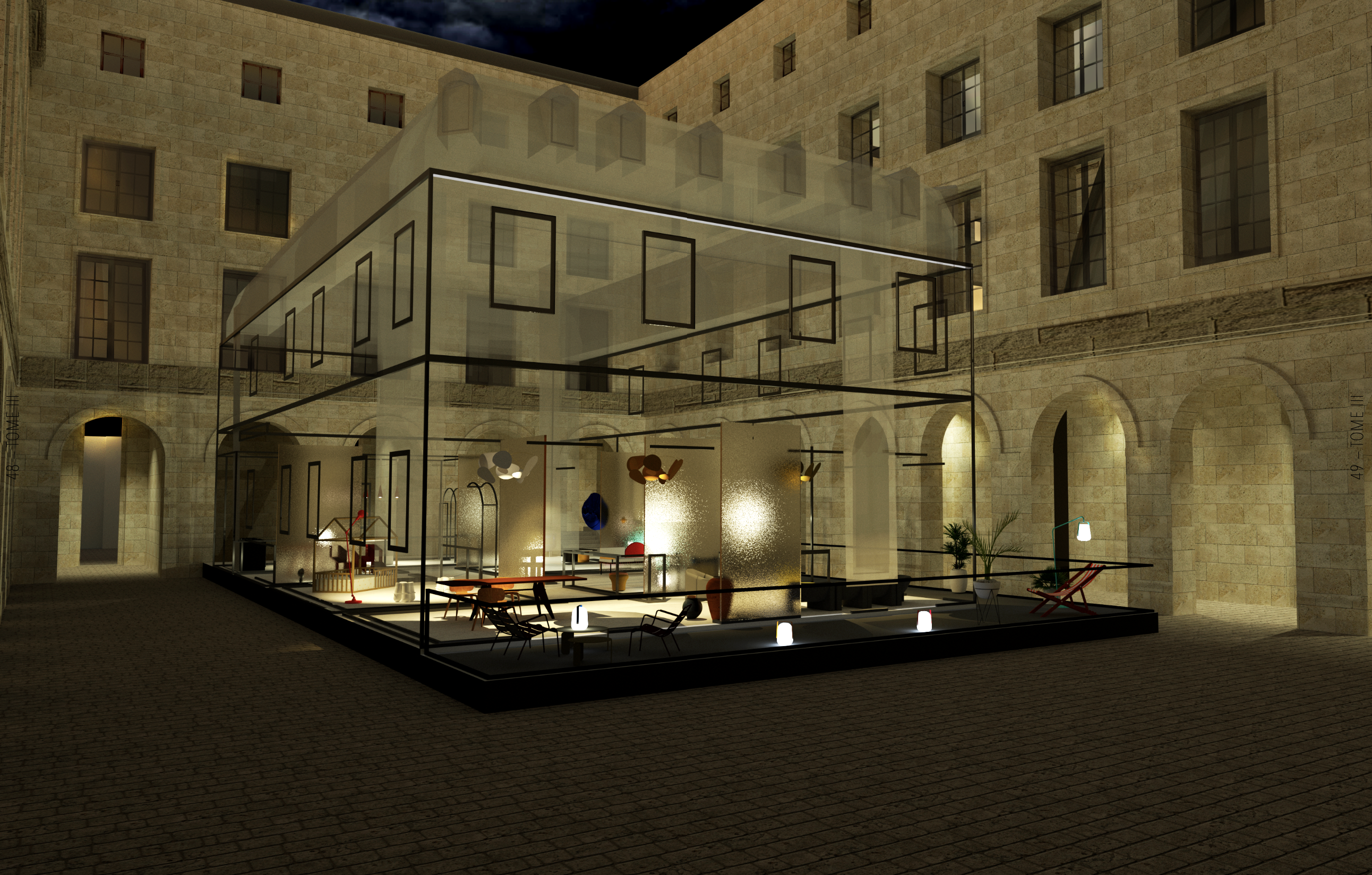 Vue d'ensemble du rendu 3D de l'exposition